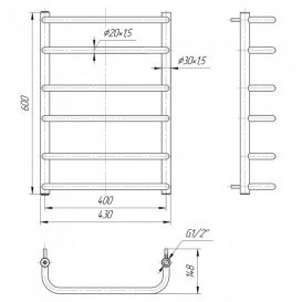 Водяной полотенцесушитель Mario Стандарт 600x430/400 мм нержавеющая сталь 4820111350384