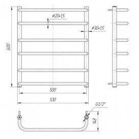 Водяний полотенцесушитель Mario Стандарт 600x530 / 500 мм нержавіюча сталь 4820111350391