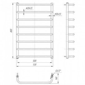 Водяной полотенцесушитель Mario Стандарт 800x530/500 мм нержавеющая сталь 4820111350421