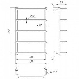 Водяной полотенцесушитель Mario Стандарт HP 650x430/400 мм нержавеющая сталь 4820111351312