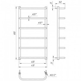 Водяний полотенцесушитель Mario Стандарт HP 800x430 / 400 мм нержавіюча сталь 4820111351329