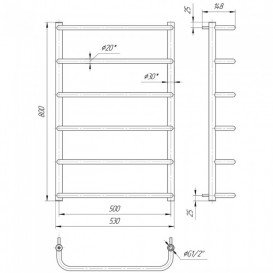 Водяний полотенцесушитель Mario Стандарт HP 800x530 / 500 мм нержавіюча сталь 4820111351336