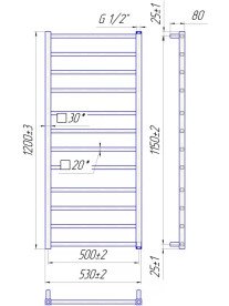 Водяна рушникосушарка Mario Токіо 1200x530/500 чорний мат 4820111357451