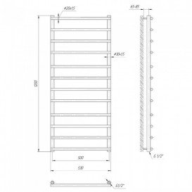 Водяний полотенцесушитель Mario Турин 1200x530 / 500 мм нержавіюча сталь 4820111354290