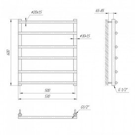Водяний полотенцесушитель Mario Турин 600x530 / 500 мм нержавіюча сталь 4820111352975