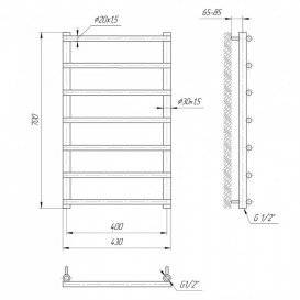 Водяной полотенцесушитель Mario Турин 700x430/400 мм нержавеющая сталь 4820111352982