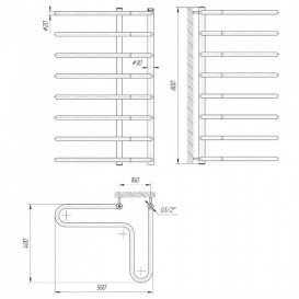 Водяний полотенцесушитель Mario Кутова 800x505 / 160 мм нержавіюча сталь 4820111350674