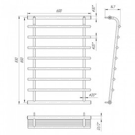 Водяний полотенцесушитель Mario Венера 830x600 / 800 мм нержавіюча сталь 4820111350728