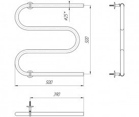 Водяной полотенцесушитель Mario Змейка 25 525х500/500 мм 4820111350087
