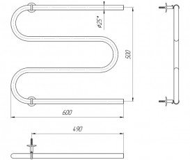 Водяний полотенцесушитель Mario Змійка 25 525х600 / 500 мм 4820111350094