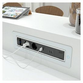Блок розеток що обертається ASA Plastici Versaturn 3.0 3х220В+USB type А+С біле скло 060.24F.00032