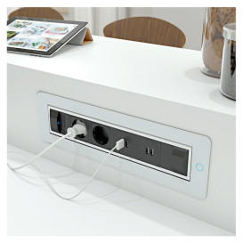 Вращающийся блок розеток ASA Plastici Versaturn 3.0 3х220В+USB type А+С белое стекло 060.24F.00032