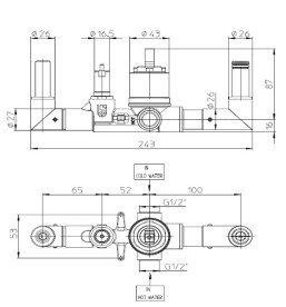 Встраиваемая часть для настенного однорычажного смесителя для ванны Bossini Z00546000000005