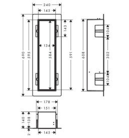 Встраиваемая ниша Hansgrohe XtraStoris Rock для туалетного ершика матовый черный 56060670