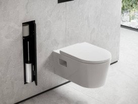 Встраиваемая ниша Hansgrohe XtraStoris Rock для туалетного ершика матовый черный 56060670