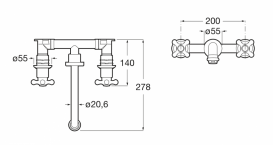 Вбудований двухвентильний змішувач для раковини Roca Carmen латунь хром A5A474BC00