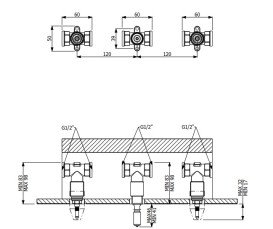 Вбудований монтажний блок для настінного змішувача для раковини на 3 отвори Villeroy & Boch Loop & Friends TVW10610B15200