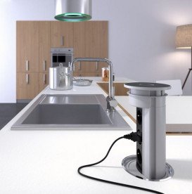 Выдвижной розеточный блок ASA Plastici VersaElite 3х220В+2xUSB type А+А алюминий/черный 060.05F.00007