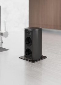 Висувний розетковий блок ASA Plastici VersaLift 2х220В + USB type А+C + бездротова зарядка чорний 060.47F.00115