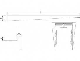Перехідна панель для підлоги ACO ShowerStep 1490 мм ліва НЕ полірована нержавіюча сталь 9010.72.43