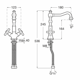 Високий змішувач для раковини з поворотним виливом Roca Carmen донний клапан click-clack латунь хром A5A384BC00