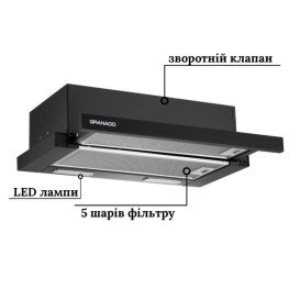 Витяжка для кухні Granado Telde 602-450 телескопічна black GCH316211