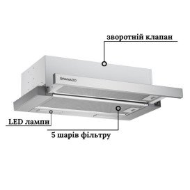 Витяжка для кухні Granado Telde 602-450 телескопічна inox GCH316277