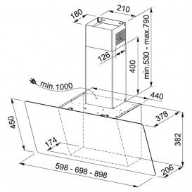 Витяжка для кухні настінний Franke Evo Plus FPJ 705 V WH / SS біле скло 330.0528.061