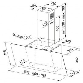 Вытяжка для кухни настенная Franke Evo Plus FPJ 625 V BK/SS черное стекло 330.0528.064