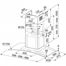 Витяжка для кухні настінна Franke Glass Soft FGC 925 XS NP 90 см нержавіюча сталь/прозоре скло 325.0591.036