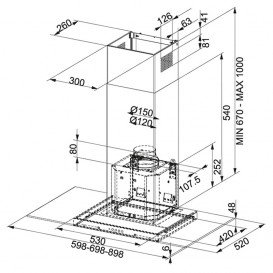 Вытяжка для кухни настенная Franke Glass Linear FGL 9115 BK/XS нержавеющая сталь/черное стекло 325.0541.094
