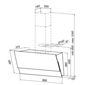 Вытяжка для кухни навесная пристенная Apell Cappe класс энергосбережения А черное стекло CSF800BE