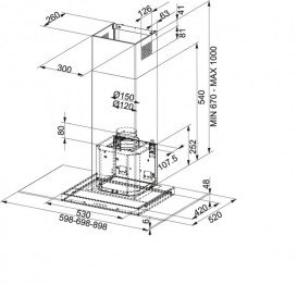 Вытяжка для кухни пристенная Franke Glass Linear FGL 9015 BK/XS LED нержавеющая сталь/черное стекло 110.0389.110