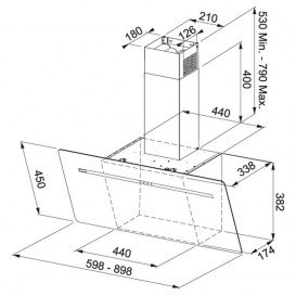 Вытяжка для кухни пристенная Franke Smart FPJ 605 V BK/BG черное стекло 110.0441.411