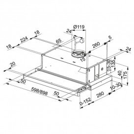 Витяжка для кухні вбудована Franke Flexa FTC 612 XS LED1 60 см нержавіюча сталь 315.0532.375