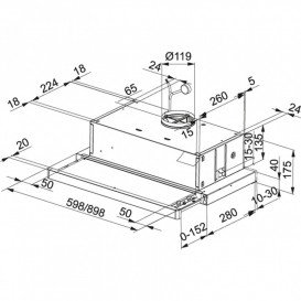 Витяжка для кухні вбудована Franke Flexa FTC 912 XS LED1 90 см нержавіюча сталь 315.0532.377