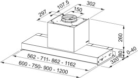 Витяжка для кухні вбудована Franke Style FSTS DRIP FREE 90 X нержавіюча сталь/чорне скло 305.0702.607