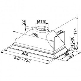 Вытяжка для кухни встраиваемая Franke Box FBI 522 XS LED0 нержавеющая сталь 305.0518.690