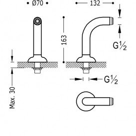 Вывод с адаптером для ванны-душа Tres Tres-Сlasic 2 шт с глушителем состаренная латунь матовая 24287101LM