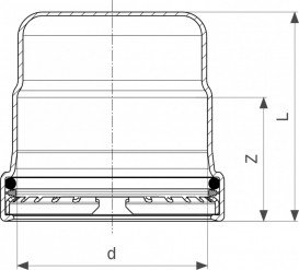 Заглушка Viega Sanpress Inox G 0256.1XL с SC‑Contur d108 нержавеющая сталь  578664