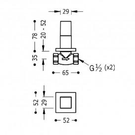 Запорный вентиль Tres Cuadro встраиваемый 1/2'' матовое золото 00715501OM