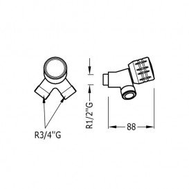 Запорный вентиль Tres Ese-23 двойной холодная вода 1/2'' - 3/4'' хром 02351601