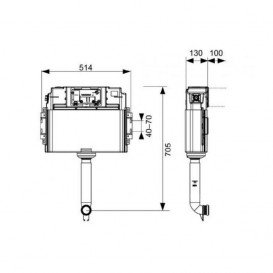Застенний зливний бачок для установки з покриттям унітазом Tece TECEprofil фронтальне розташування панелі змиву 9041008
