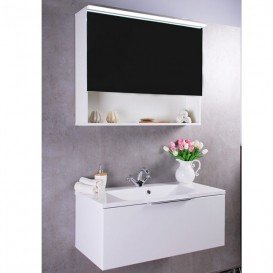 Дзеркальна шафа Буль-Буль Okinava з діодним підсвічуванням 800х237х726 білий Okinava 80