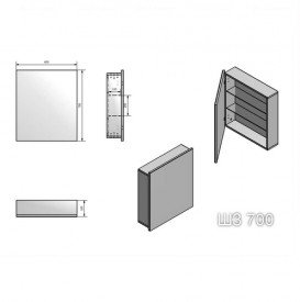 Зеркальный шкаф Fancy Marble 60х16,4 см шпон дуба ШЗ-700ш