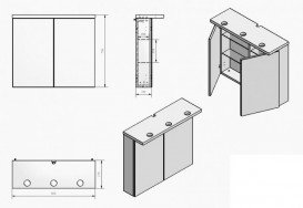 Дзеркальна шафа Fancy Marble 80х27 см шпон дуба ШЗ-10ш