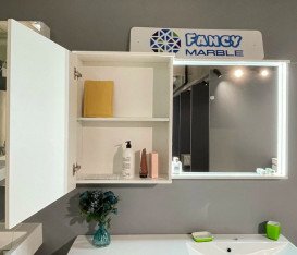 Дзеркальна шафа Fancy Marble Jamaica дзеркало праворуч 150х20 см ДСП/МДФ біла 21015012201