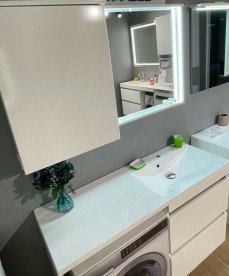 Дзеркальна шафа Fancy Marble Jamaica дзеркало праворуч 150х20 см ДСП/МДФ біла 21015012201