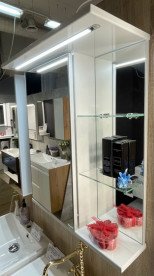 Зеркальный шкаф Fancy Marble ШЗ-8 LED 58х26 см с подсветкой ДСП/МДФ белый 23107012200