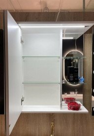 Зеркальный шкаф Fancy Marble ШЗ-8 LED 58х26 см с подсветкой ДСП/МДФ белый 23107012200